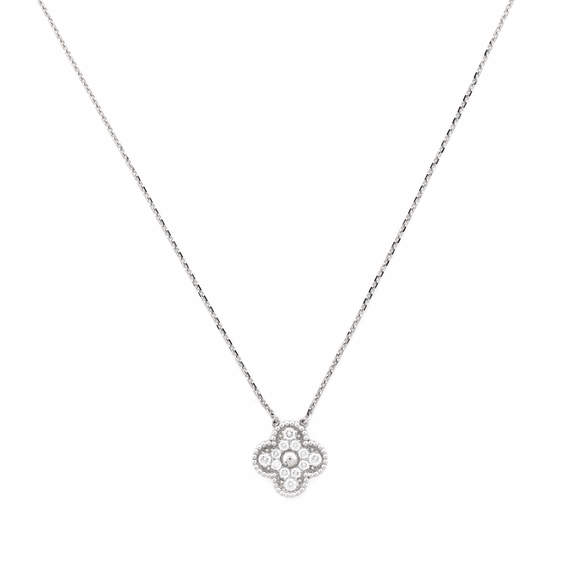 Van Cleef & Arpels Vintage Alhambra Pendant Necklace 18K White Gold and Diamonds - Picture 1 of 5